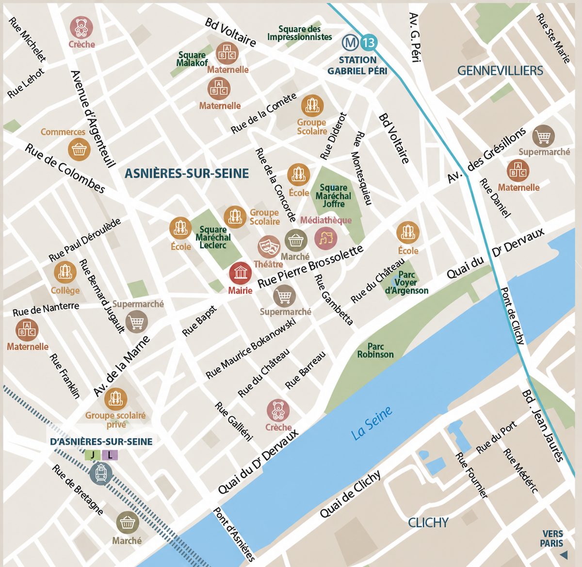 Plan du quartier de la résidence 77 Marne, Asnières